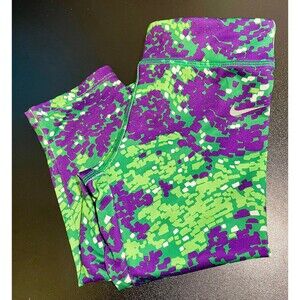 Nike Dri-Fit Girls Leggings Purple and Green Size 6